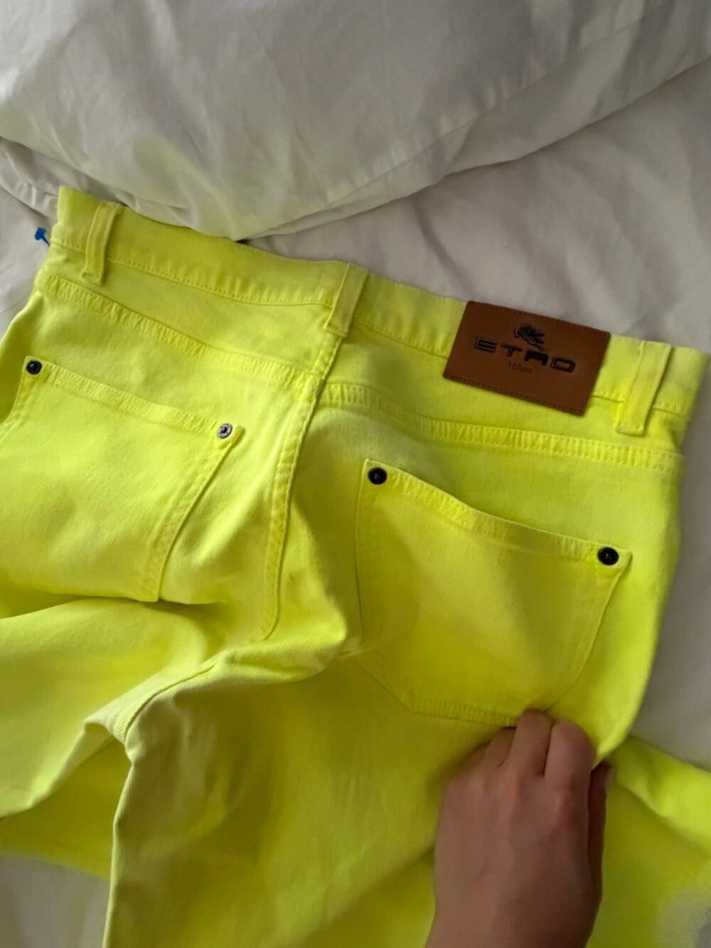 🗽🩶NEW Etro LOGO Neon Yellow Skinny Jeans